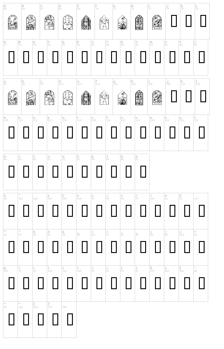 KR Easter Windows font map
